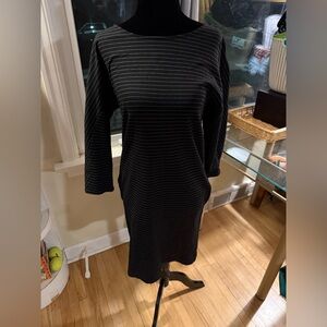 Camber & Grace Black Striped Long Sleeve Maternity Dress